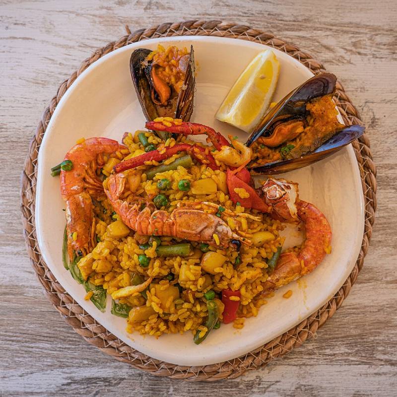 Paella au restaurant Cap des Toi à Porto Cristo, Mallorca, Espagne